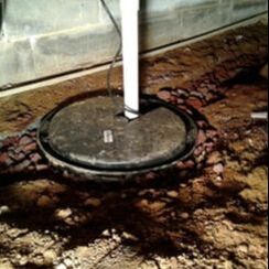 In-ground and properly installed high quality sump pump, with pvc pipe carrying water outside